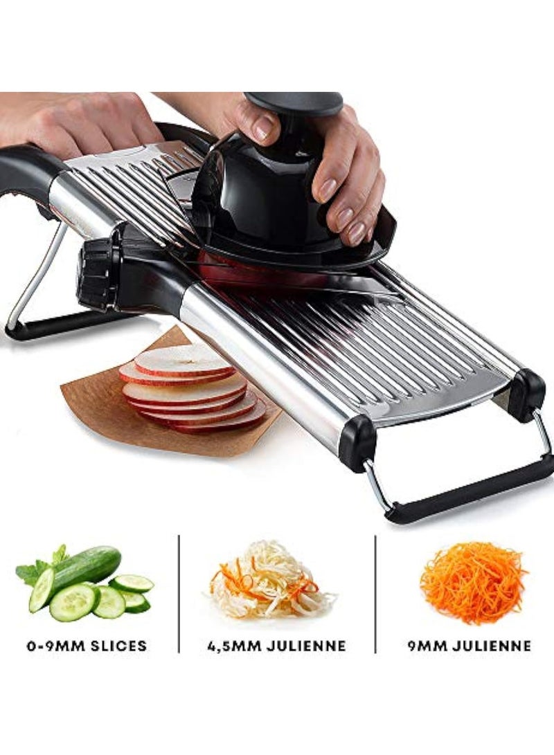 Arabest Mandoline Food Slicer, Adjustable Mandoline Slicer for Kitchen, Stainless Steel Mandolin Vegetable Chopper for Potato/Tomato/Onion, Vegetable Slicer Julienne Cutter, Silver - Image 2