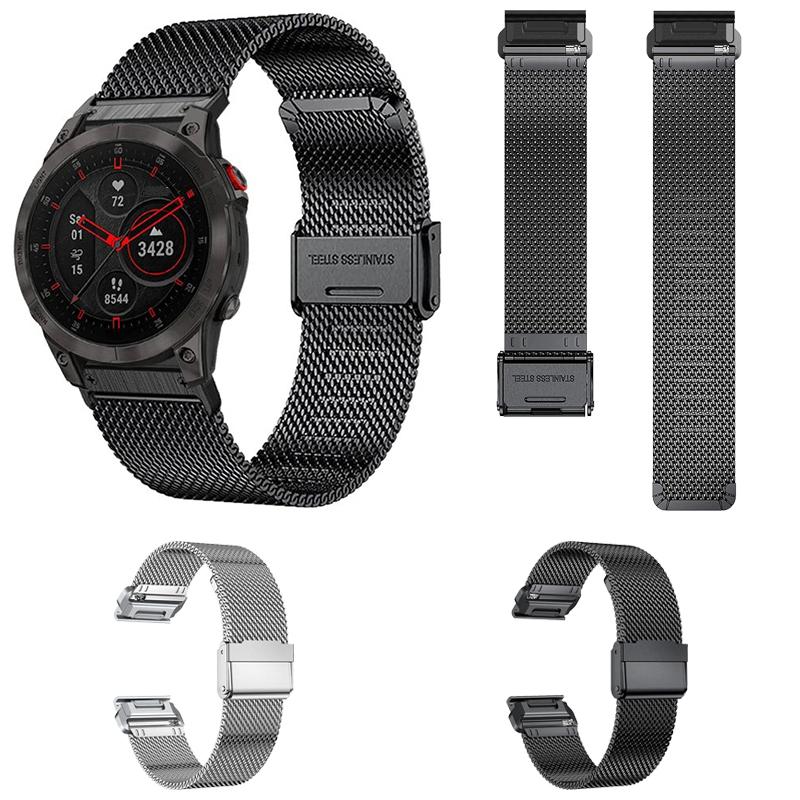 S-TOP For Garmin 22mm Separate Tactix Milanese Buckle Stainless Steel Watch Band(Silver) - Image 2