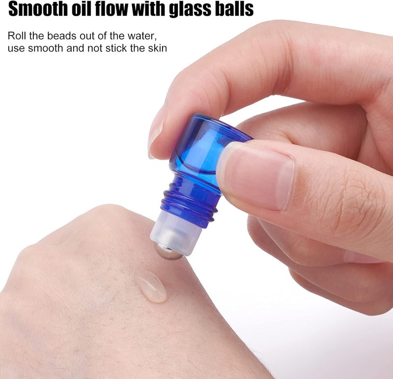 BENECREAT 30 Pack 0.5ml Blue Glass Roll-On Bottles Essential Oil Roll-On Bottles with Stainless Steel Roller Balls - Image 3
