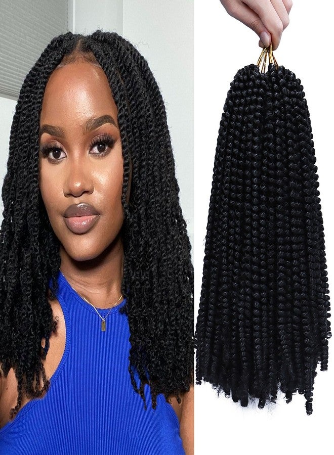 Liyate 6 Packs Spring Twist Hair 14 Inch Spring Twist Crochet Hair Fluffy Spring Twist Synthetic Fiber Twist Crochet Braids Low Temperature Twist Crochet Hair for Women(1B#) - Image 1
