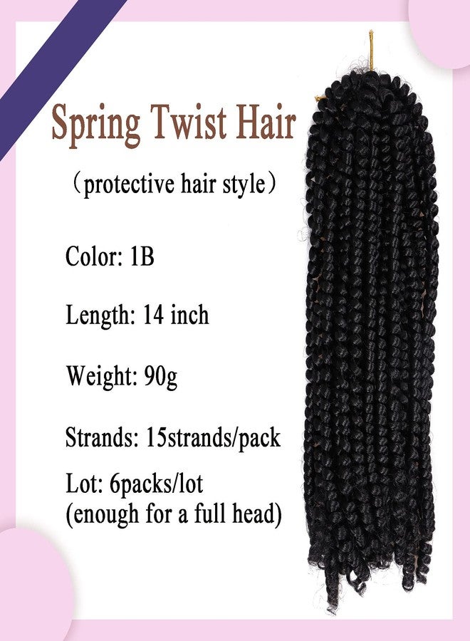 Liyate 6 Packs Spring Twist Hair 14 Inch Spring Twist Crochet Hair Fluffy Spring Twist Synthetic Fiber Twist Crochet Braids Low Temperature Twist Crochet Hair for Women(1B#) - Image 3