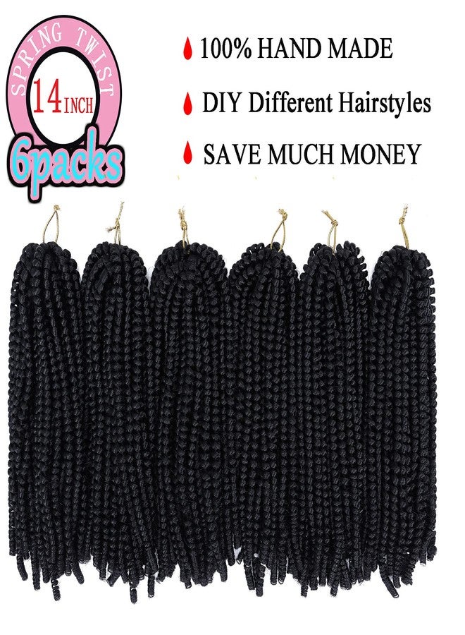 Liyate 6 Packs Spring Twist Hair 14 Inch Spring Twist Crochet Hair Fluffy Spring Twist Synthetic Fiber Twist Crochet Braids Low Temperature Twist Crochet Hair for Women(1B#) - Image 2