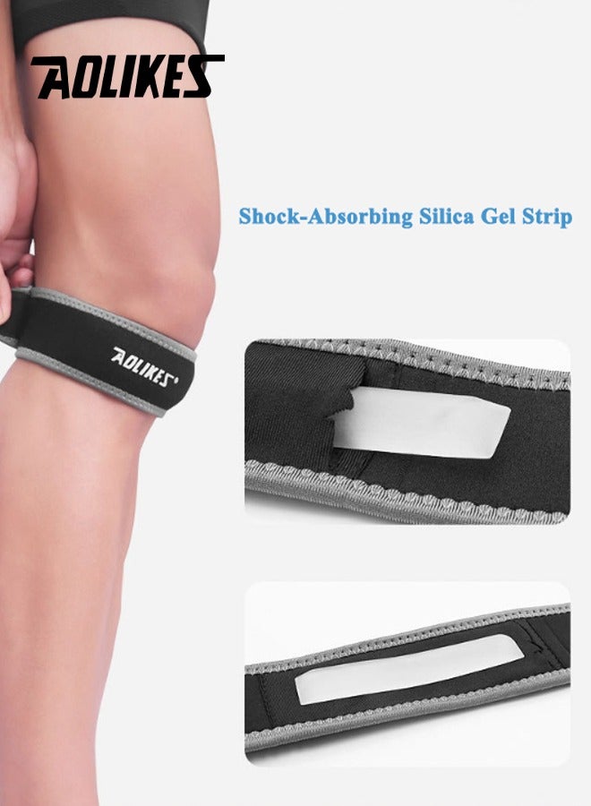 AOLIKES 1 Pack Patella Tendon Support Strap, Adjustable Patella Knee Support Strap with Silicone Shock Absorbing Pad, Patella Tendon Knee Pad for Hiking, Soccer, Basketball, Running, Jumpers Knee, Tennis, Tendonitis, Volleyball & Squats, One Size, Black - Image 3