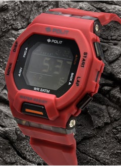 Polit Polit Men's  Digital & Analog Red Strap Watch  - Image 3