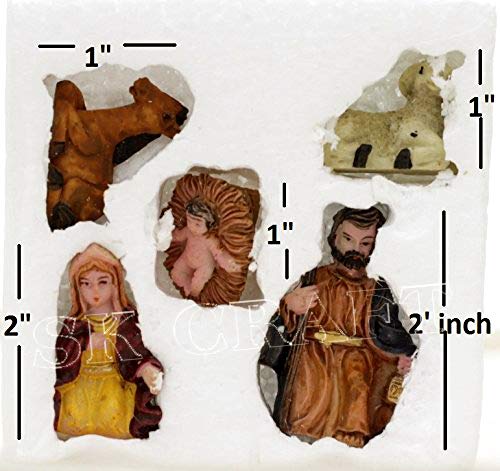 FASHERATI مجموعة مهد الميلاد من SK Craft للاحتفال بعيد الميلاد - مجموعة من 5 قطع صغيرة الحجم - Image 2