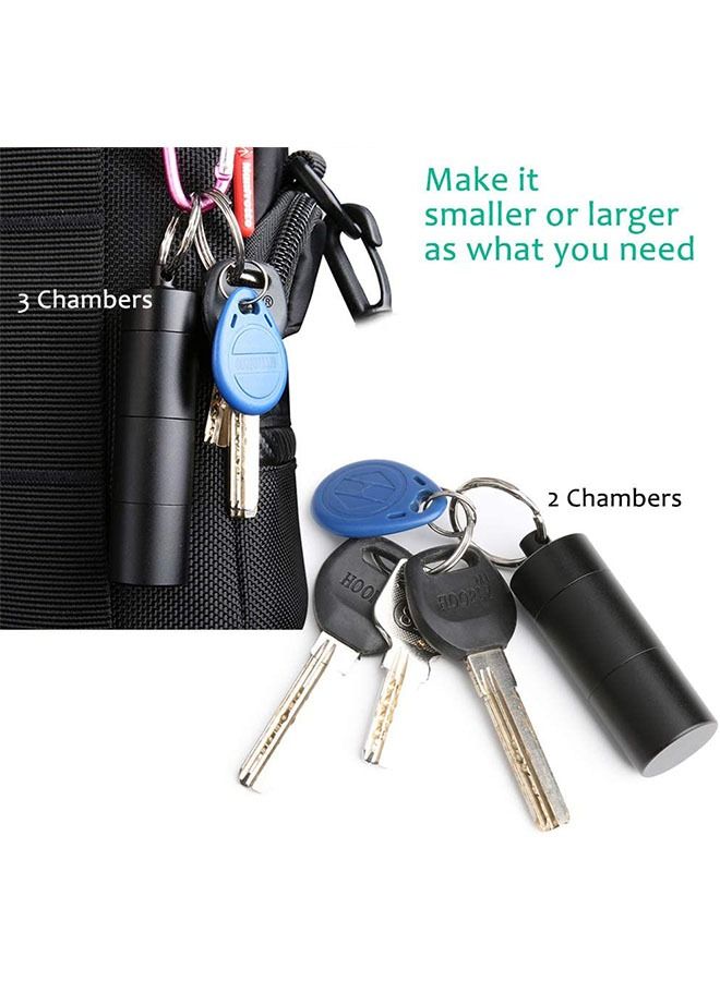 Portable Pill Cases with Keychain, Metal Pocket Pill Boxes, 3 Compartment Waterproof Daily Pill Container Holder for Men and Women (Black)