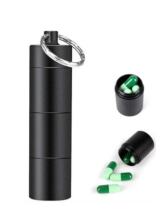 Portable Pill Cases with Keychain, Metal Pocket Pill Boxes, 3 Compartment Waterproof Daily Pill Container Holder for Men and Women (Black) - pzsku/Z5B7170A4B0999959140FZ/45/_/1691913658/ff4b9a75-12b4-4e5b-bd8e-3ec8acef48b3