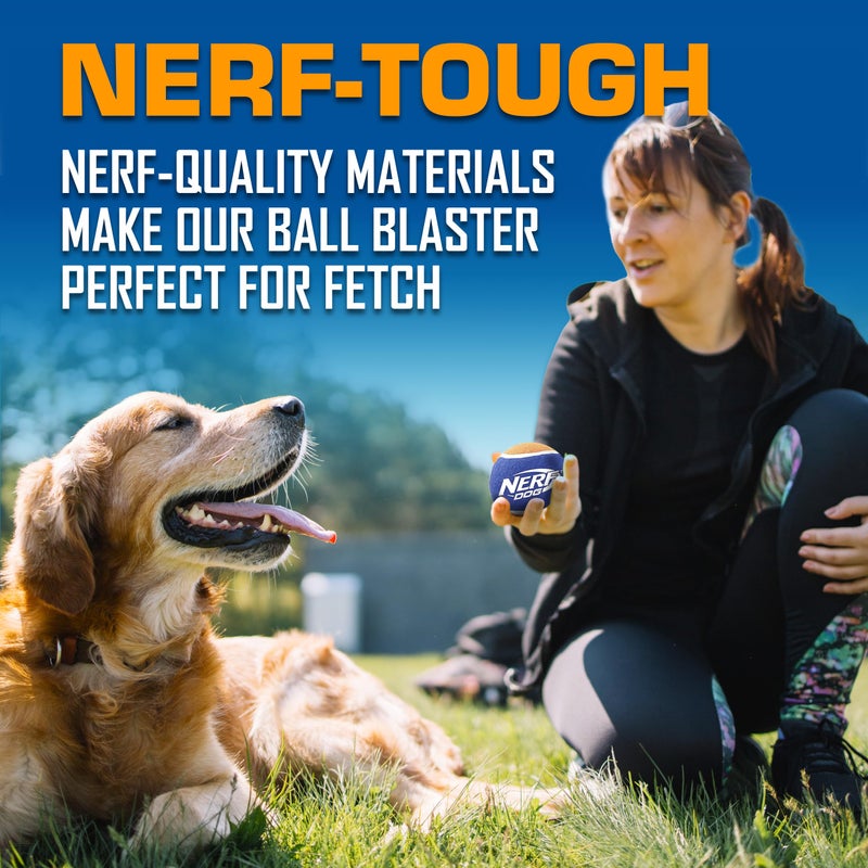 Nerf Dog Tennis Ball Blaster Dog Toy Gift Set, Tennis Ball Dog Fetch Toy Launches up to 50 ft, Dog Ball Thrower for All Breeds Includes Green Tennis Ball Launcher and 3 Dog Tennis Balls - Image 4