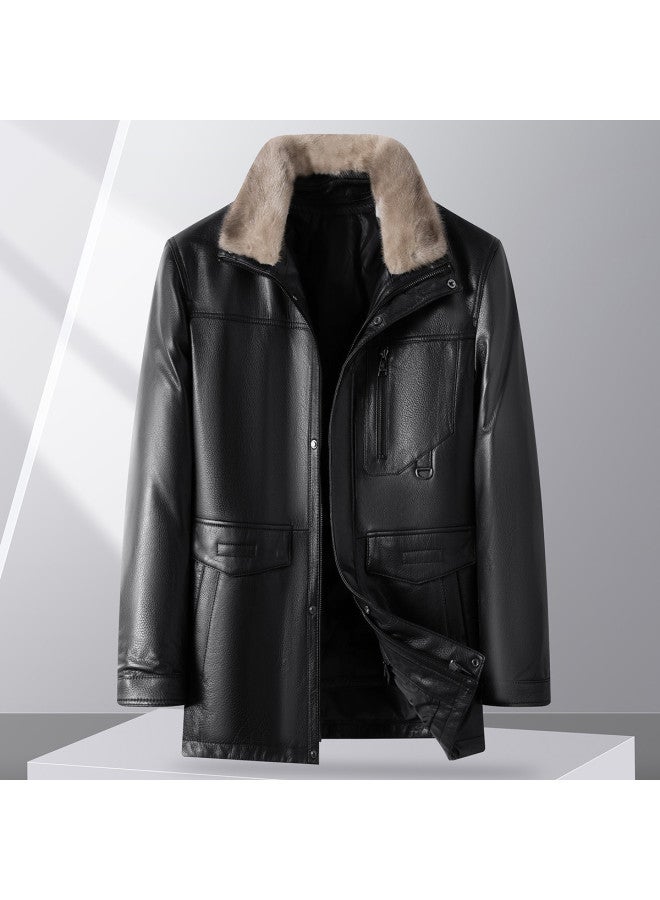 Fapai Winter Business Casual Warm Men's Leather Jacket Men's Leather Jacket - Image 3