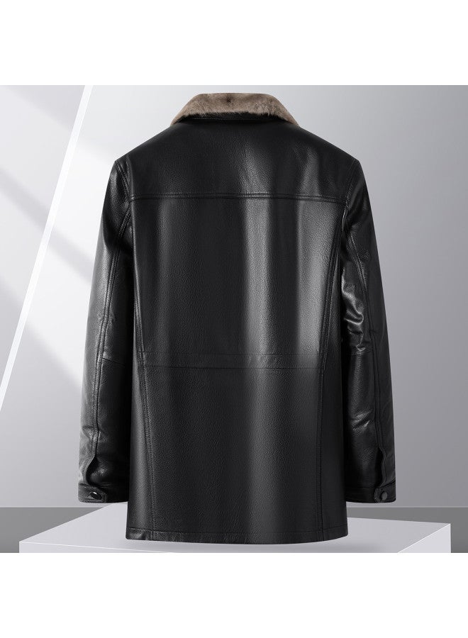 Fapai Winter Business Casual Warm Men's Leather Jacket Men's Leather Jacket - Image 4