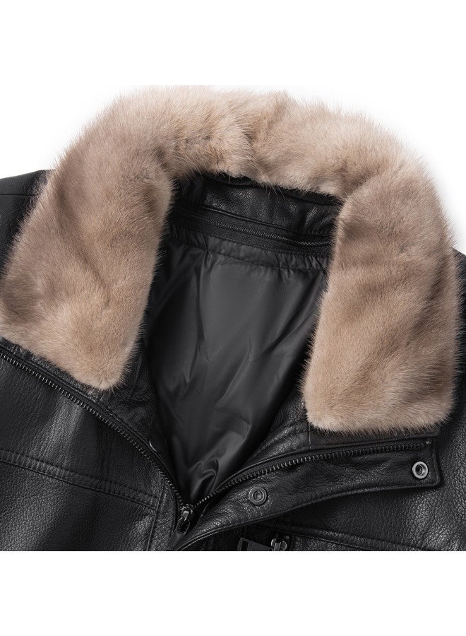 Fapai Winter Business Casual Warm Men's Leather Jacket Men's Leather Jacket - Image 5