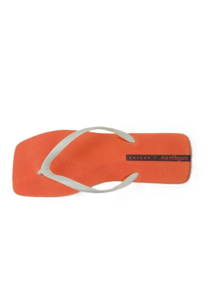 Voices Slim Women'S  Flip Flops With Square Shape Sole - Orange/White
