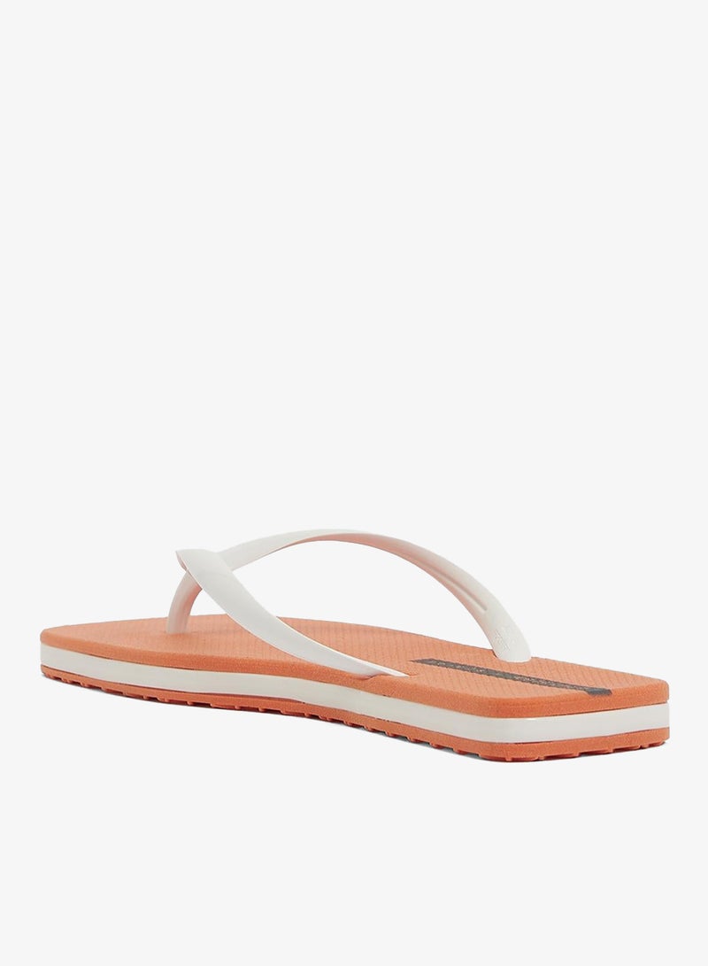 Voices Slim Women'S  Flip Flops With Square Shape Sole - Orange/White - Image 2