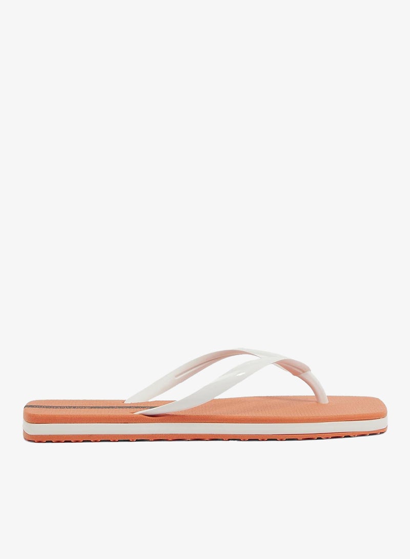 Voices Slim Women'S  Flip Flops With Square Shape Sole - Orange/White - Image 1