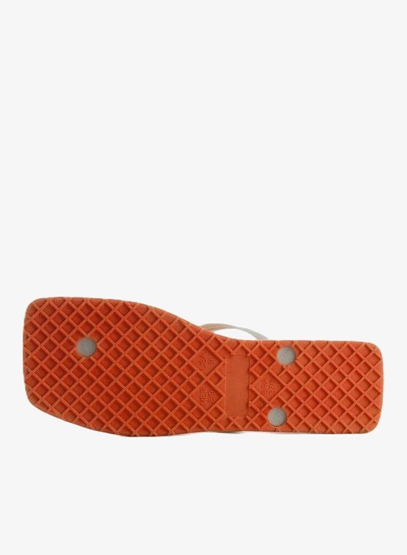 Voices Slim Women'S  Flip Flops With Square Shape Sole - Orange/White - Image 5