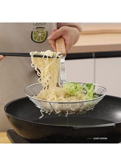 Generic Stainless steel oil strainer and strainer with wooden handle, high quality / multi-purpose (length: 39 cm - width: 14 cm)  - Image 3