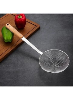 Generic Stainless steel oil strainer and strainer with wooden handle, high quality / multi-purpose (length: 39 cm - width: 14 cm)  - Image 2