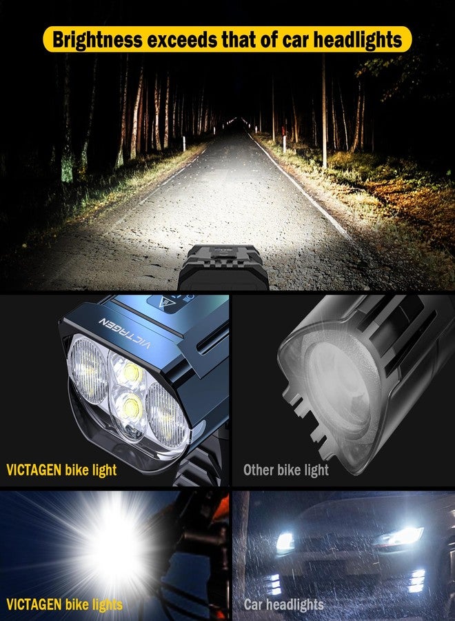 Victagen Bike Lights 9000lm Bike Headlights High & Low Beams, Super Bright Bicycle Lights, Waterproof MTB Bike Lights for Night Riding, USB Rechargeable Bike - Image 5