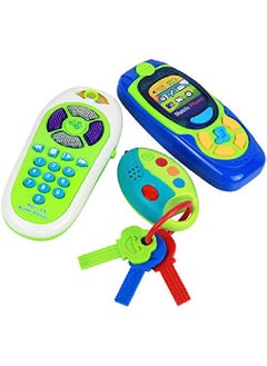 Click N' Play Pretend Play Cell Phone Tv Remote & Car Key Accessory Playset For Kids With Lights Music & Sounds (Set Of 3)  - Image 4