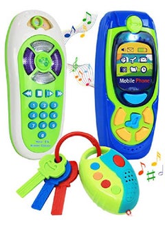 Click N' Play Pretend Play Cell Phone Tv Remote & Car Key Accessory Playset For Kids With Lights Music & Sounds (Set Of 3)  - Image 2