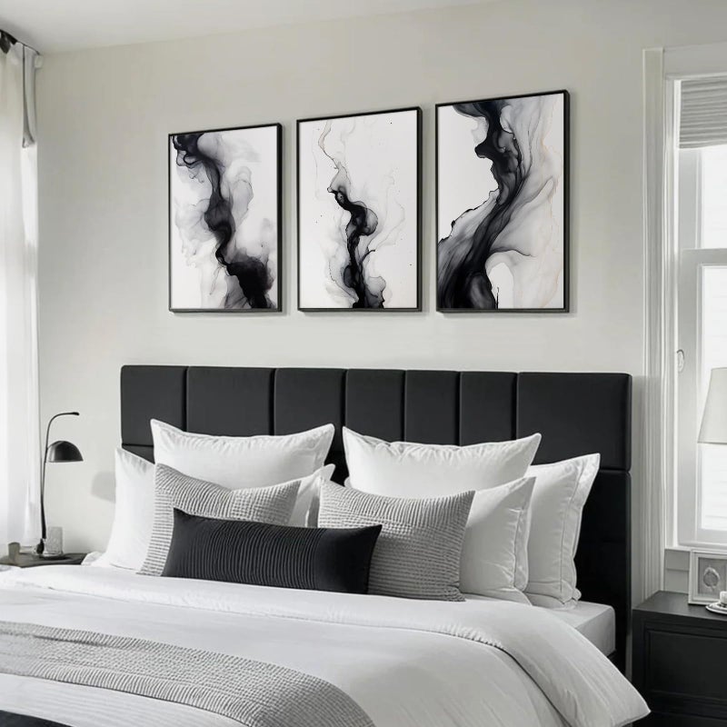 Joocrise Black White Abstract Wall Art Decor Gray Modern Wall Art Minimalist Canvas Painting Black White Grey Pictures Poster Abstract Prints Artwork for Living Room Bedroom 12x16 Set of 3 Inch Unframed - Image 5