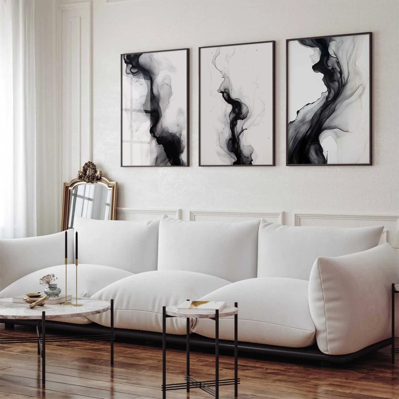 Joocrise Black White Abstract Wall Art Decor Gray Modern Wall Art Minimalist Canvas Painting Black White Grey Pictures Poster Abstract Prints Artwork for Living Room Bedroom 12x16 Set of 3 Inch Unframed - Image 4