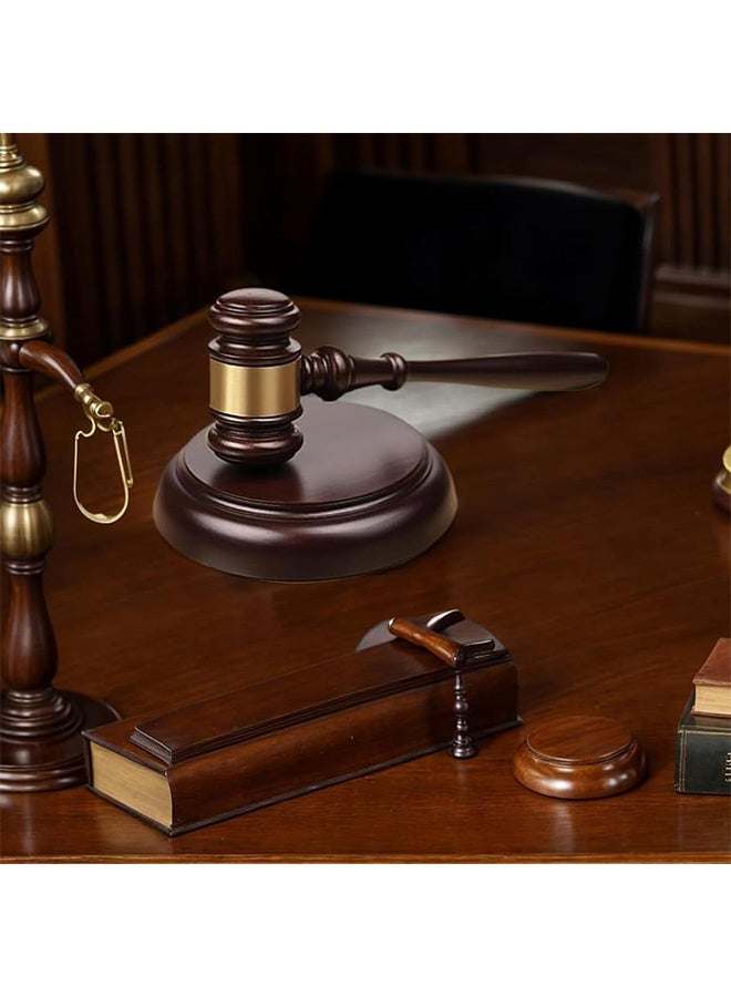 GMORO Handmade Wooden Gavel Block Set, and Sound Set Wood Hammer Court with Block, Perfect for Judge Lawyer Auction Student Gifts - Image 2