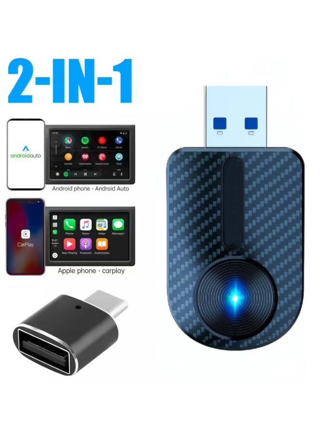 Upgrade 2-in-1 Wireless CarPlay & Android Auto Adapter, Plug & Play CarPlay Dongle Converts Wired to Wireless, Ultra-Fast Auto Connect, Lag-Free Streaming，Compact Design for iPhone & Android with USB/USB-C Port - Image 1