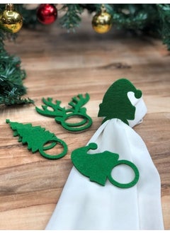 Masalsı Concept Fairytale Concept 6-Piece Green Felt Napkin Ring, New Year Decorative Napkin Holder Napkin Ring  - Image 1