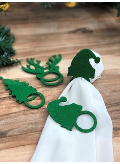 Masalsı Concept Fairytale Concept 6-Piece Green Felt Napkin Ring, New Year Decorative Napkin Holder Napkin Ring  - Image 2