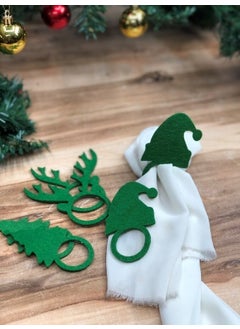 Masalsı Concept Fairytale Concept 6-Piece Green Felt Napkin Ring, New Year Decorative Napkin Holder Napkin Ring  - Image 3
