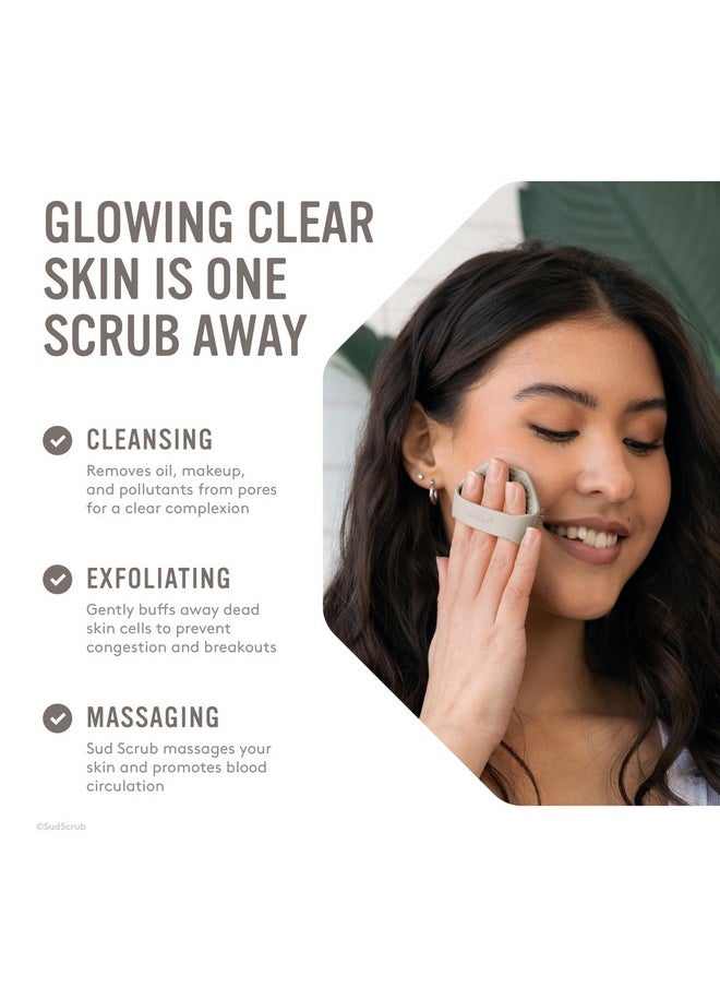 Sud Scrub ® Antimicrobial Silicone Face Scrubber 1 Pack Gentle Face Exfoliator For Sensitive Skin Eco Friendly Facial Cleansing Brush Exfoliating Face Brush For Men And Women (Clay)  - Image 3