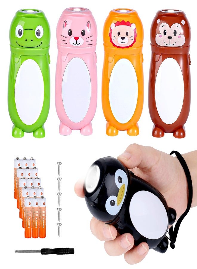 KunHe 5 Pack Animal Flashlights 2 in 1 Camping Lantern Flashlights Christmas Stocking Stuffers Small Flashlight Party Favors Halloween Christmas Gift for Girls Boys - Image 1