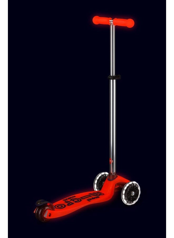 Micro سكوترات ميكرو | ماكسي ديلوكس جلاو مع شريط LED | مقود قابل للتعديل | خفيف الوزن | للأولاد والبنات | 5-12 سنة | أحمر أورا | سكوتر للأطفال | سكوترات | سكوتر للأطفال - Image 2