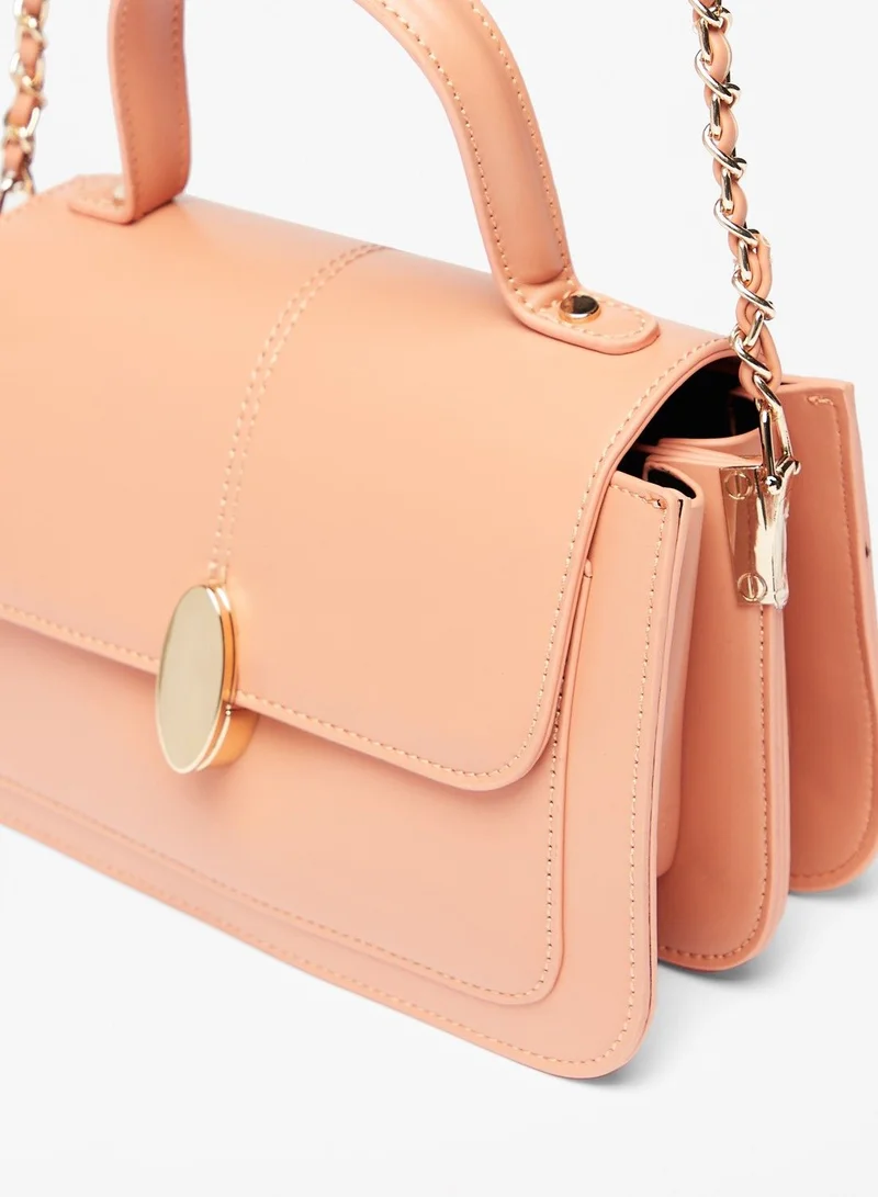 Flora Bella By Shoexpress Solid Satchel Bag with Chain link Strap