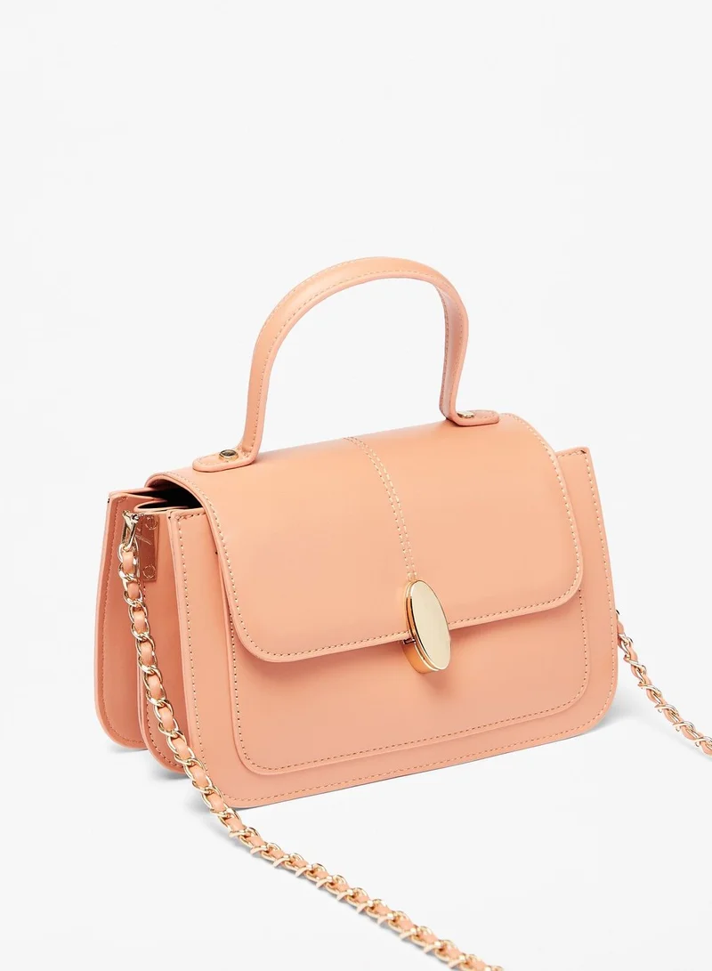 Flora Bella By Shoexpress Solid Satchel Bag with Chain link Strap