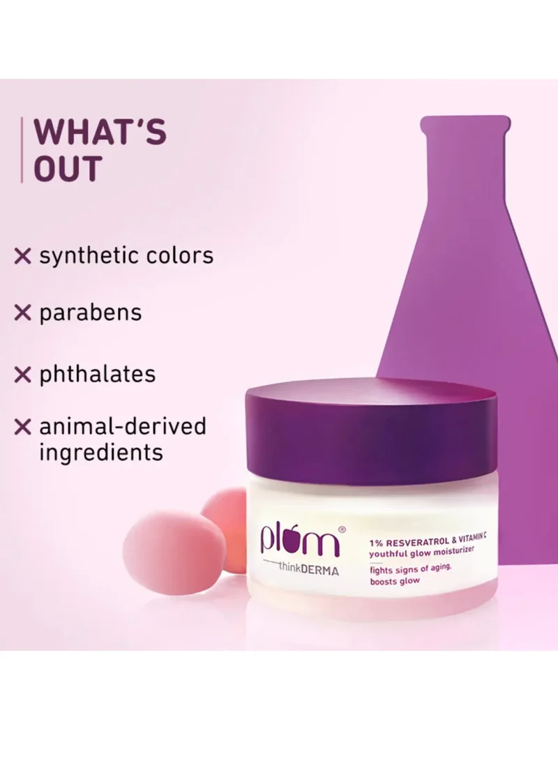 Plum  Plum 1% Resveratrol & Vitamin C Youthful Glow Moisturizer for Women | Best Price UAE