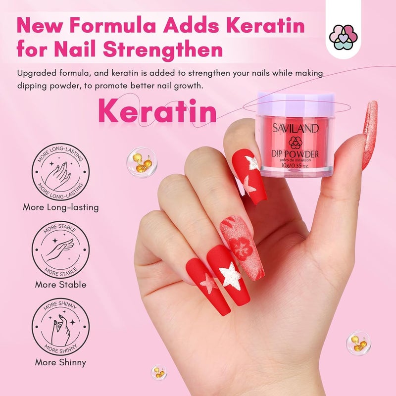 SAVILAND Dip Powder Nail Kit with Drill: Starter Set 30 Colors Summer Spring Keratin Dip Nails Powder with Dipping Liquid Set Activator Base Top Coat Cuticle Oil for DIY Manicure Art Christmas Gift - Image 5