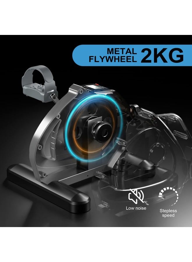 TECHMOO Under Desk Bike Pedal Exerciser Portable Mini Home Exercise Bike with 5LBS Flywheel Sitting Peddler Exerciser for Seniors Legs and Arms Trainer Physical Therapy Equipment Exercise Bicycle - Image 2