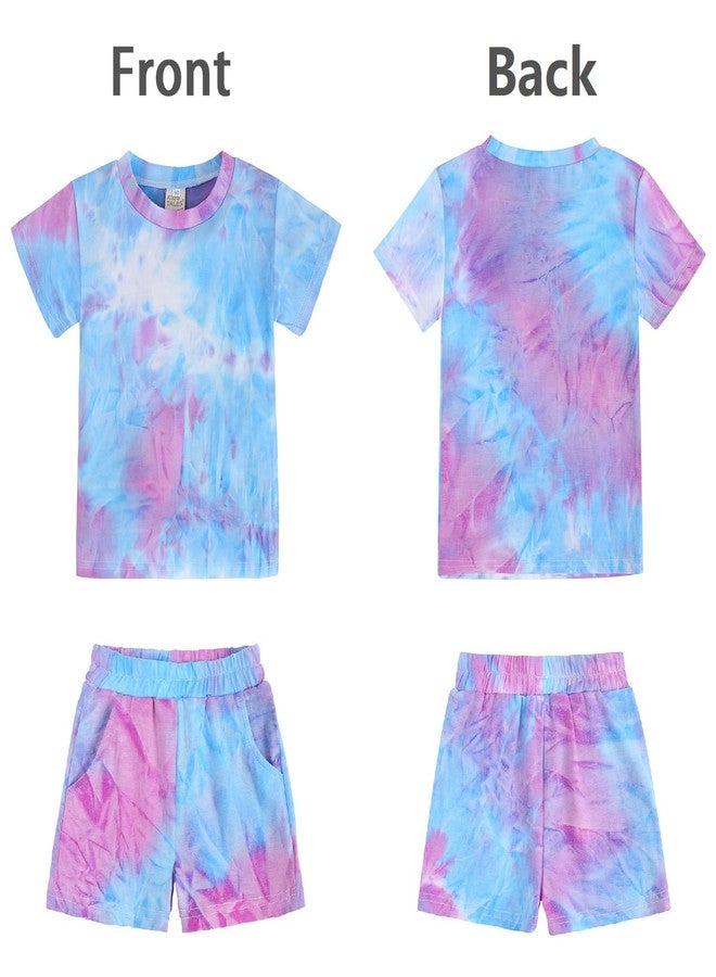 Jagrove Toddler Girls Summer 2 Piece Outfits Tie Dye T-Shirt and Shorts Set Little Kids Cotton Short Sleeve Tee & Short Pants - Image 2