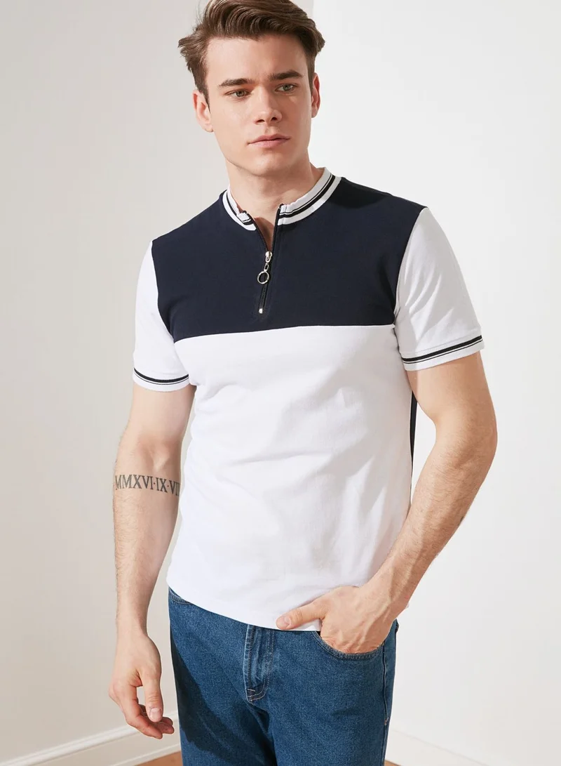 trendyol Color Block Half Zip T-Shirt
