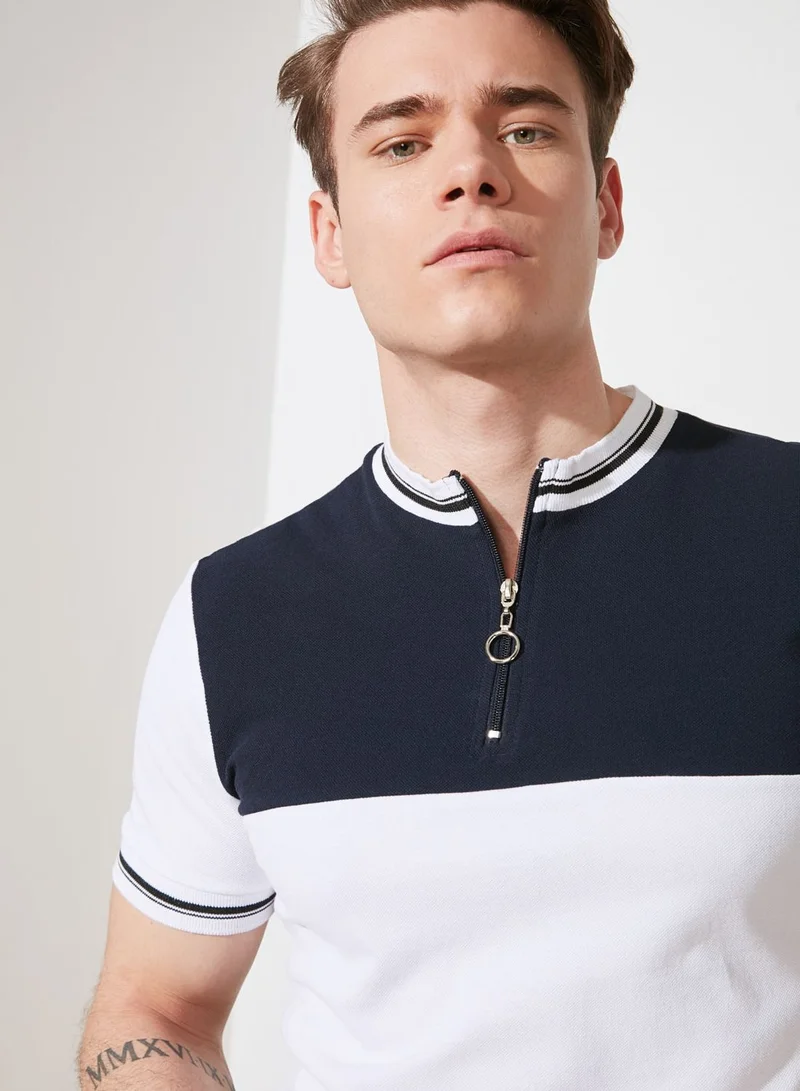 trendyol Color Block Half Zip T-Shirt