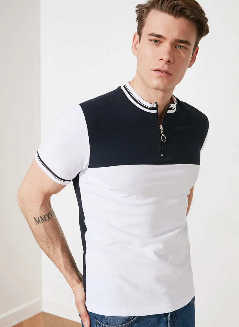 trendyol Color Block Half Zip T-Shirt
