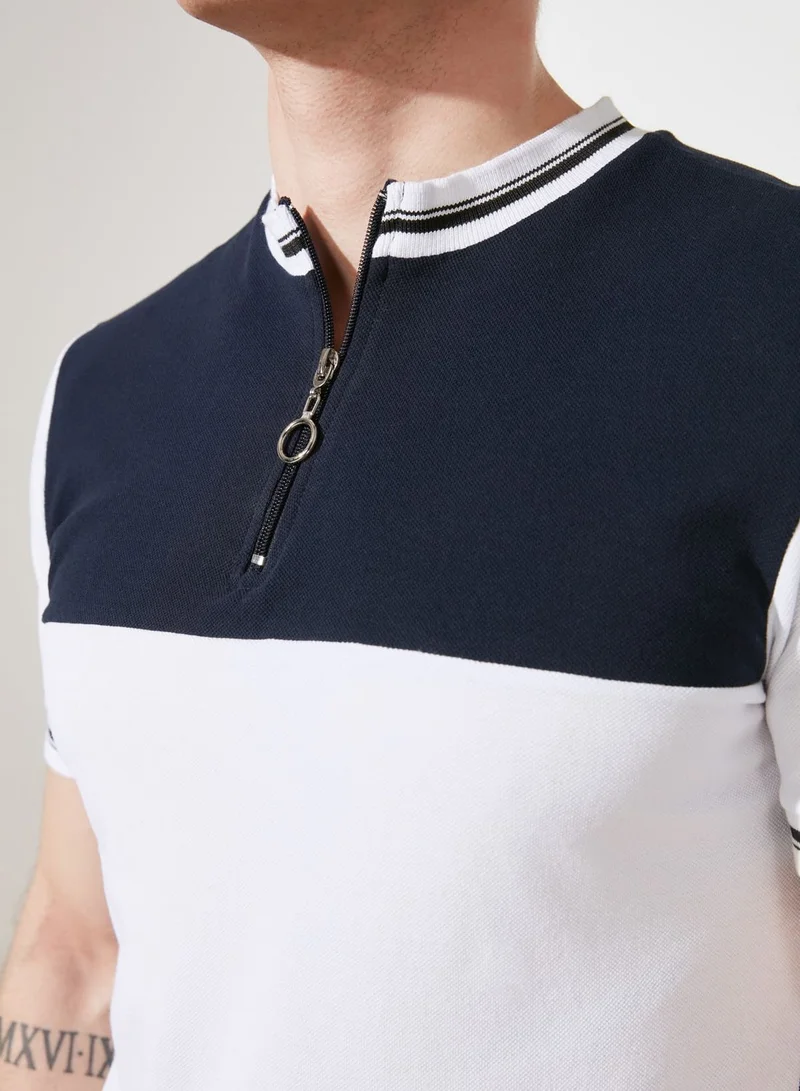 trendyol Color Block Half Zip T-Shirt