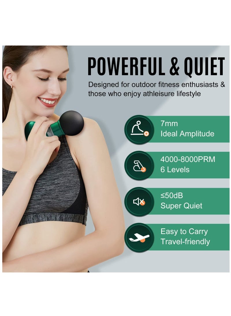 Captaintech Mini Massage device, Portable Deep Relaxation Massager device with 6 Speeds, USB Quiet Deep Tissue Muscle Massager for Pain Relief for Athletes, Gifts from Daughter Son Wife(Green)  - Image 2