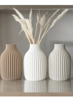3D Brothers Chic Home Furniture Decor Vase for Modern House Decor Living Room Kitchen Bedroom Dining Table Office White  - Image 1