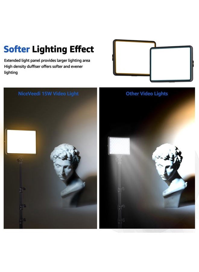 NiceVeedi 2-Pack LED Video Light Kit, NiceVeedi Studio Light, 2800-6500K Dimmable Photography Lighting Kit with Tripod Stand&Phone Holder, 73" Stream Light for Video Recording, Game Streaming, YouTube… - Image 5