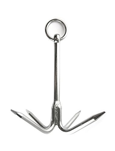 US Stainless Stainless Steel 316 Hook Anchor 9.5" (240mm) Marine Grade Grapple Grappling Hook - Image 1
