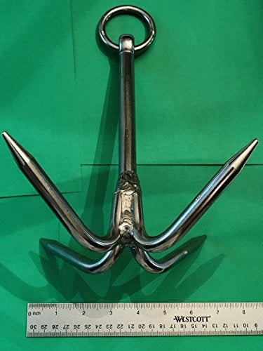 US Stainless Stainless Steel 316 Hook Anchor 9.5" (240mm) Marine Grade Grapple Grappling Hook - Image 3
