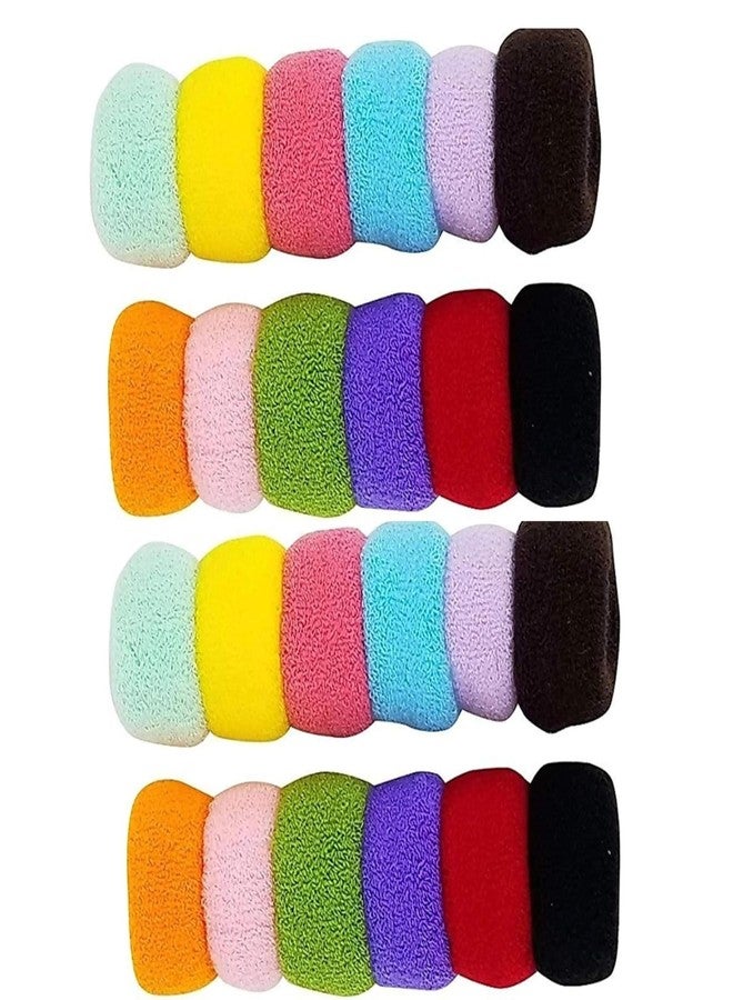 BVNM Colorful Collection: Set of 24 Pc Mixcolor Elastic Thick Cotton Stretch Hair Ties Bands Rubber Band - Image 2
